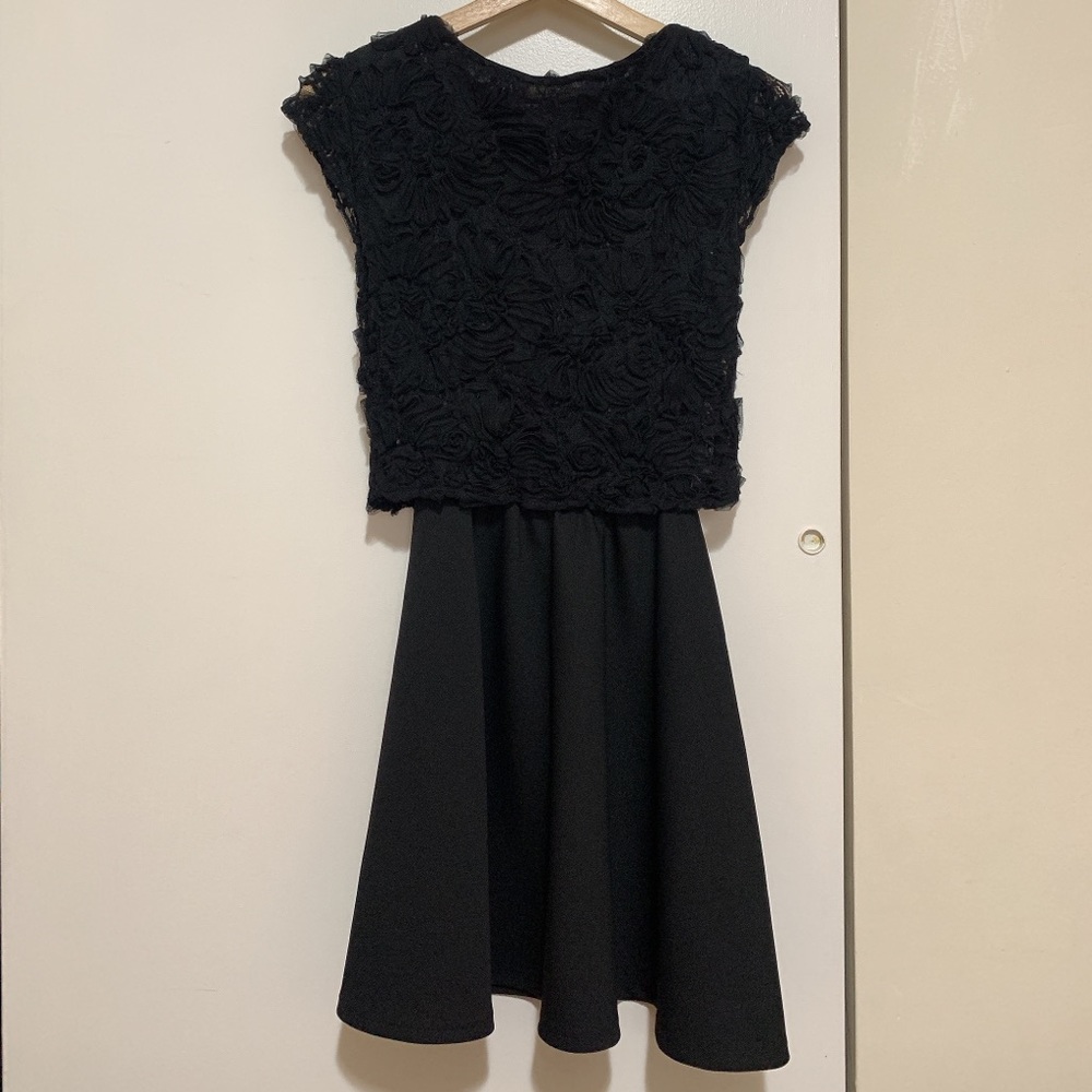 Mini A-Line Flare Black Lace Dress